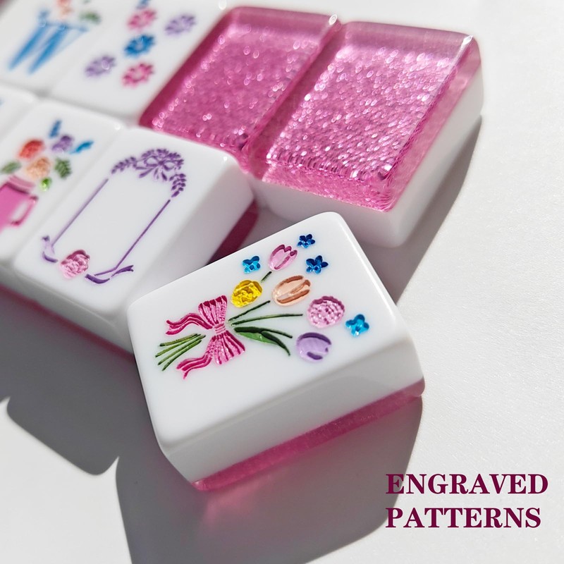 HYZYey Mahjong Tile Set 160 Acrylic Engraved American Mahjong Sets