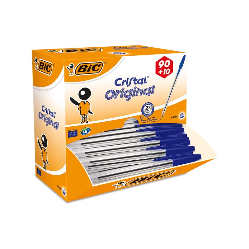 Bic Cristal Medium Ballpoint Pen Blue [Pack of 100]