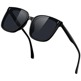 KANASTAL Round Sunglasses, Men's, Round, Women's, Classic Design, Fashion, UV Protection, Lightweight, Polarized, For Driving, A1: Polarized lenses + black