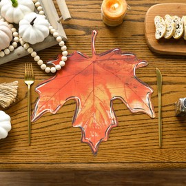 Artoid Mode Fall Maple Leaf Shaped Placemats Set of 4, Seasonal Washable Table Mats for Party Kitchen Dining Decoration