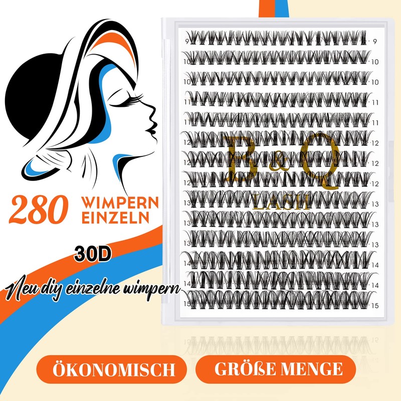 B&Q Manga Lashes Eyelash Extensions - 280 Pieces Cluster Lash,