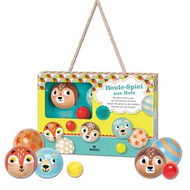 moses. 38120 Wooden Boule, The Classic Game for Outdoors, 6 Colourful Toy Balls and 2 Target Balls, for Children from 3 Years and 2-3 Players