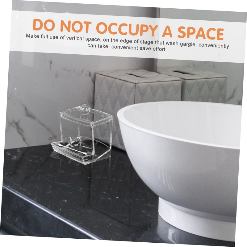 WOONEKY 2pcs Cotton Bud Ball Holder Acrylic Box Sealing Lid