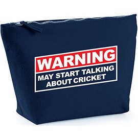 Hippowarehouse WARNING MAY START TALKING ABOUT CRICKET printed make up cosmetic wash bag 18x19x9cm