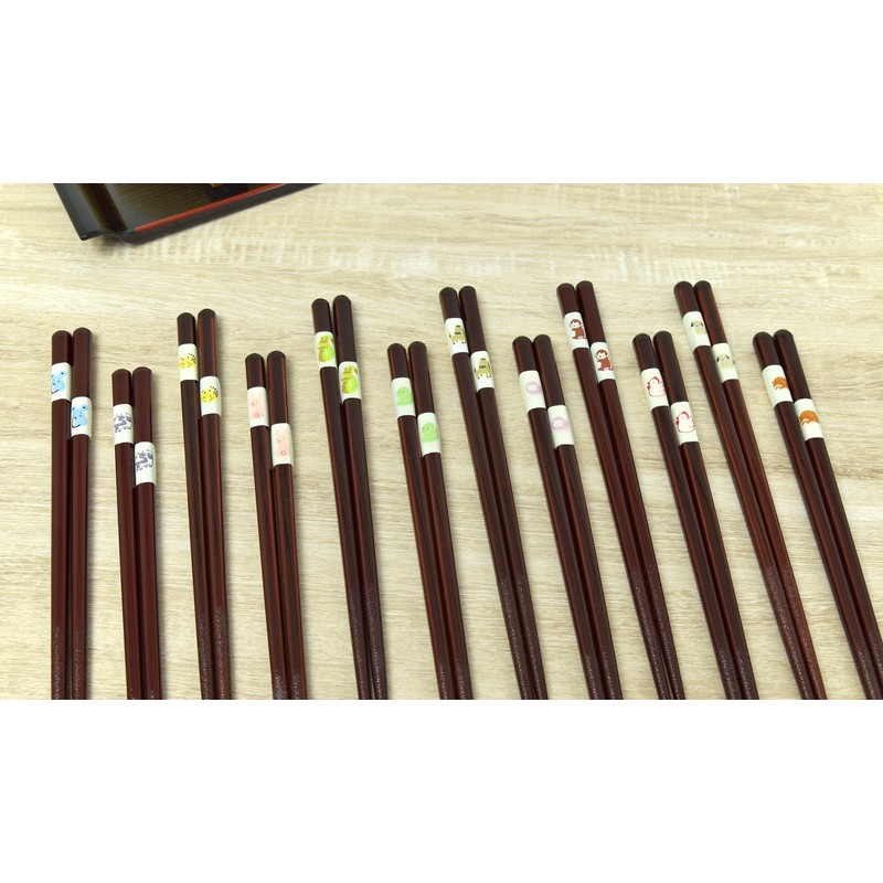 aoba Chopsticks Dishwasher Safe, Natural Wood Glass Bead Zodiac Chopsticks