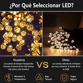 DAHAN Guirnalda de Luces de Navidad, 20M 200 LED 8 Modos Bombillas Navideñas para Arbol, Serie de Luz Impermeables para Interior, Exterior, Fiesta, Navidad (Blanco Cálido)