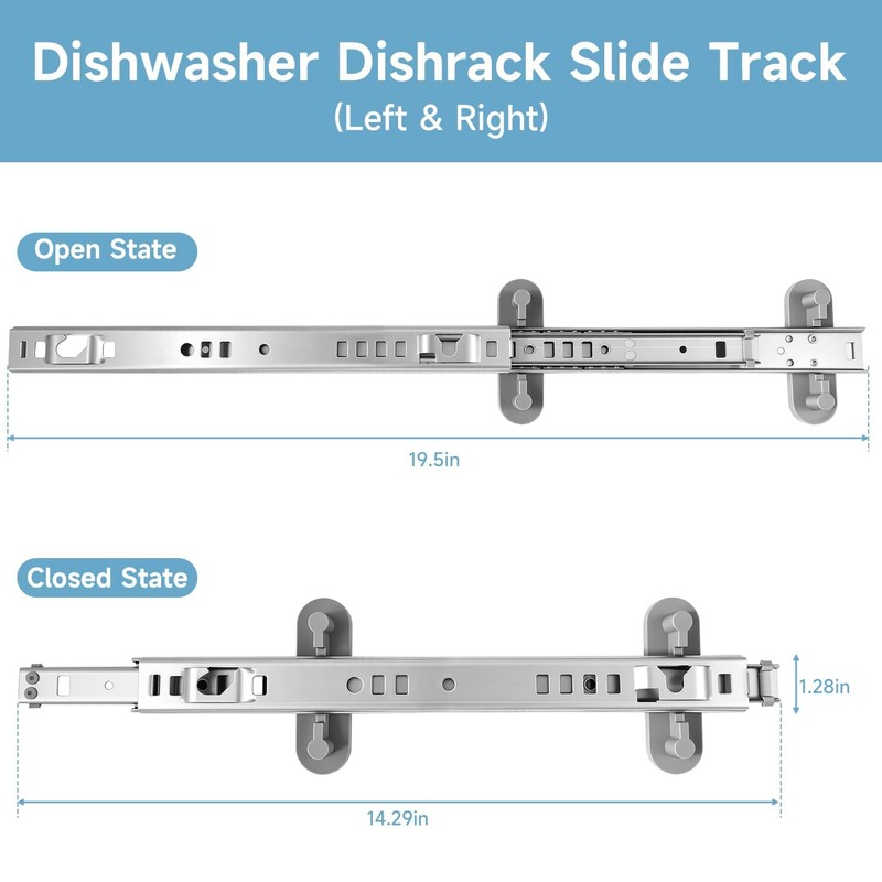 LEYURISE Dishwasher Upper Dishrack Slide Track(Left & Right) Compatible with