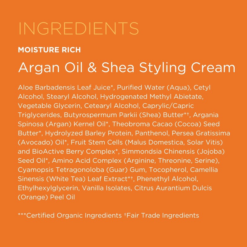 Andalou Naturals Styling Cream Ounces, Argan Oil & Shea, 6.8