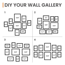 upsimples 10 Pack Picture Frames Collage Wall Decor for Mounting or Tabletop Display, Photo Gallery Frame Set for Family, Multi Sizes Including 8x10, 5x7, 4x6, Black Gray Brown