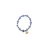 Evil Eye Beaded Bracelet with Gold Elephant Charm, Blue Beads,
