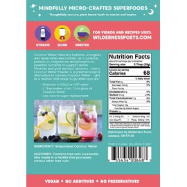 Wilderness Poets 100% Evaporated Coconut Water Powder - No Maltodextrin, No Fillers, No Additives - 1 Ingredient - Instant Mix (32 Ounce)