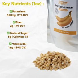 Nat Flav Freeze Dried Banana | 7oz | 100% Natural Fruit | No Sugar & Additives | Non-GMO & Vegan Friendly | Healthy Snacks for Kids or Adults | Freeze Dried Backpacking & Camping Food | Make of Fresh fruit