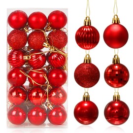 Christmas Baubles Red Pack of 36 Christmas Tree Baubles Plastic 4 cm Christmas Tree Baubles Tree Decoration Ornaments Christmas Tree Baubles Set for Party Christmas Decoration
