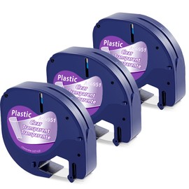 3 x Compatible with Dymo LetraTag Transparent Label Tape, 12 mm x 4 m, Compatible with Dymo LetraTag Clear Plastic Label Tape, Letratag Transparent Tape 12267 16951 for LT-100H LT-100T LT-110T
