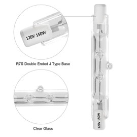6 Pack Halogen Bulb R7S Base J Type 78mm Double Ended Floodlight Bulb 120 Volts 150 Watt T3 for Work, Security, Landscape Lights and Floor Lamps
