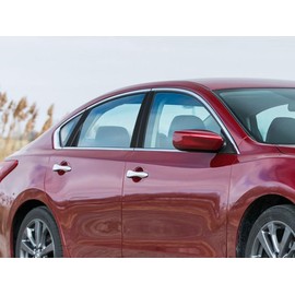 Rvinyl Pillar Post Window Trim Compatible with Nissan Altima 2013-2018 (Sedan) - Gloss (Black)