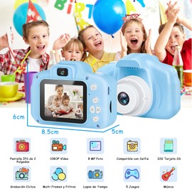 Camara para Niños, Mini Cámara Digital de Video para Niñas Selfie, Camara Fotos Infantil 1080P con Pantalla 2.0 IPS HD y Tarjeta SD 32G, Navidad Regalos de Juguete para Niños y Niñas de 3-12 Años Azul