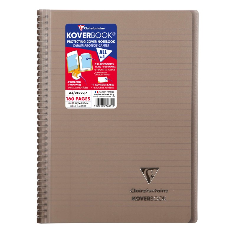 Clairefontaine 376801C College Notebook with Spiral Binding (Lined with Margin,