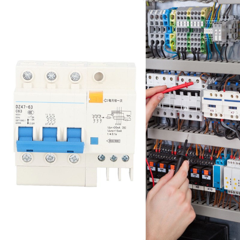 3P+N Miniature Circuit Breaker Ground Fault Leakage Overload Protection Switch
