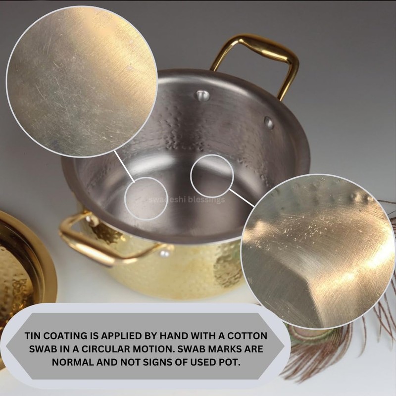 Swadeshi Blessings Exclusive Range Brass Pot/Stock Pot for Cooking with