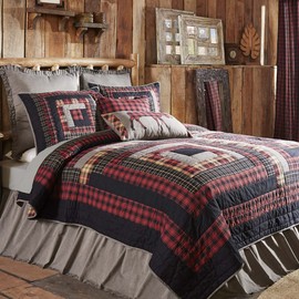 VHC Brands Rustic & Lodge Cumberland Red Bedding Accessory, King Quilt 105x95