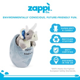 Zappi Co Plush Children's Stuffed Soft Cuddly Plush Toy-Part of Safari Animals Collection, Perfect for Kids (15cm Height)(Easter Egg Triceratop Dinosaur)
