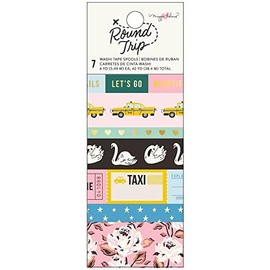 American Crafts Round Trip WASHI 7 Rolls, 6 Yards Each