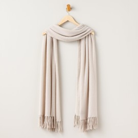 Fishers Finery Women's 100% Cashmere Knit Wrap Shawl (Stone)