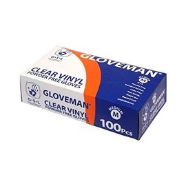Box of 100 Gloveman Clear Powder Free Vinyl Gloves - Small