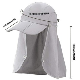 iBasingo BVH19 Outdoor UV Protection Hat, 3 Way, 360° UV Protection, Sun Protection, Foldable, Anti-UV, Pollen Protection, Removable, Face Cover, Sports, Climbing, Farming, Gardening, Cap, Running, Fishing, Unisex