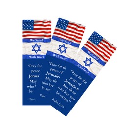 100 Count - We Stand with Israel - Pray for The Peace of Jerusalem - Bookmarks - Page Markers - American Flag with The Israel Flag - Premium - Made in USA - for Prayer Warriors