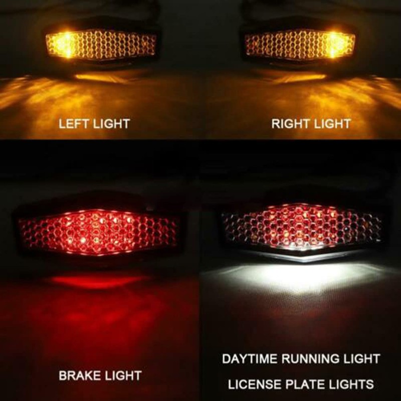 MACHSWON 12V Motorcycle LED Turn Signals Brake Stop Light Waterproof