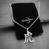 Wchama Tiger Kanji Necklace Japanese for Men Women Stainless Steel