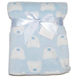 Baby Boy Soft Fleece Wrap Blanket Pram Cot Crib Moses Basket Blue Teddy