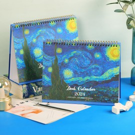 2024 Desk Calendar - Standing Flip Desktop Calendar 2024, January 2024 - December 2024, 12 Months Desktop Calendar, 9.8" x 8.3", Memoranda Lined Pages with Thick Paper, Strong Twin-Wire Binding