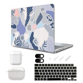 AiGoZhe Case for MacBook Pro 14 inch 2023 Release A2918 A2992 A2779 A2442 M3 M2 M1 Pro/Max, Plastic Hard Shell Case+Keyboard Cover+Case for AirPods 1&2/3rd Pro 1&2 +Camera Cove, Artistic Floral