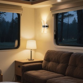 Homdec 12V LED Wall Sconce with Switch, 3400K 6W 550LM Dimmable Bedside Reading Lamp with Acrylic Lens, RV Interior Light Fixture for RV, Trailer, Camper, Motorhome, Boat