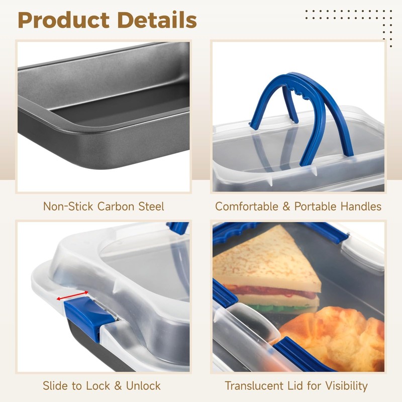 2 PCS 9x13 Stainless Steel Baking Pan with Lid &
