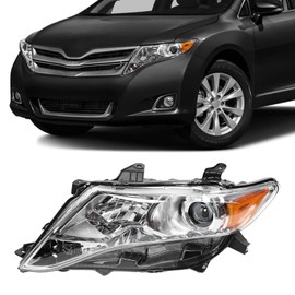 PIAOYUE- For 2009 2010 2011 2012 2013 2014 2015 2016 Toyota Venza Halogen Headlight Left Driver Side HeadLamp Chrome Housing Clear Lens W/o DRL