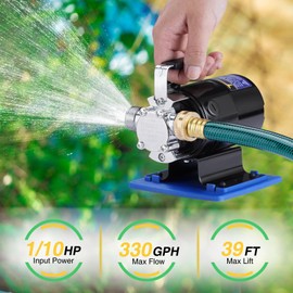 TRUPOW Water Transfer Pump, 110v Utility Pump, 1/10HP 330GPH Portable Electric Sump Transfer Water Pump with Water Hose Kit For Water Removal