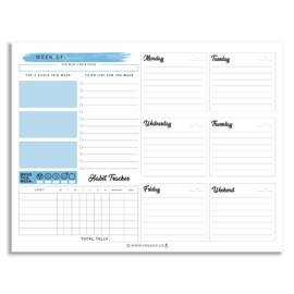 Weekly Planner Pad Tear Off (Magnetic) Full Year Productivity Planner, 50 Undated Sheets for Daily Schedule, To-Do Lists, Habit Tracking, Academic Planning, and Work Agenda (8.5 x 11 Inches, Blue)