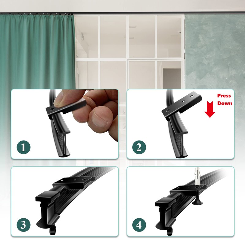 Ceiling Curtain Track, Flexible Bendable Curtain Track 10 Ft Black