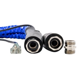 Camco 50-Foot Heated Drinking Water Hose | Features Water Line Freeze Protection Down to -20°F/-28°C & Energy-Saving Thermostat | Includes Adapter for Connection to Either End of Hose (22912)