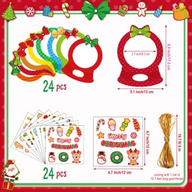 Blosssound 24 Pcs Christmas Photo Frame Craft with Stickers Christmas Snow Globe Picture Frame Craft Xmas Party Art Gifts for Christmas Winter Holiday Decoration School Classroom Home DIY Activities