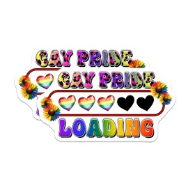 (2 Pack) Gay Pride Loading Magnets - Pride Month Decorations - Rainbow Flower Accents - 5" On Longest Side - for Cars, Fridges, Toolboxes - Made in USA - MAG8292