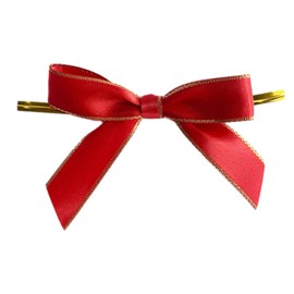 Anevous Pack of 50 Satin Bows, 15 mm Mini Gift Bows for Crafts, Bows Satin Ribbon for Sewing for DIY Gift Candy Bags Christening Decoration Wedding Decoration, Red