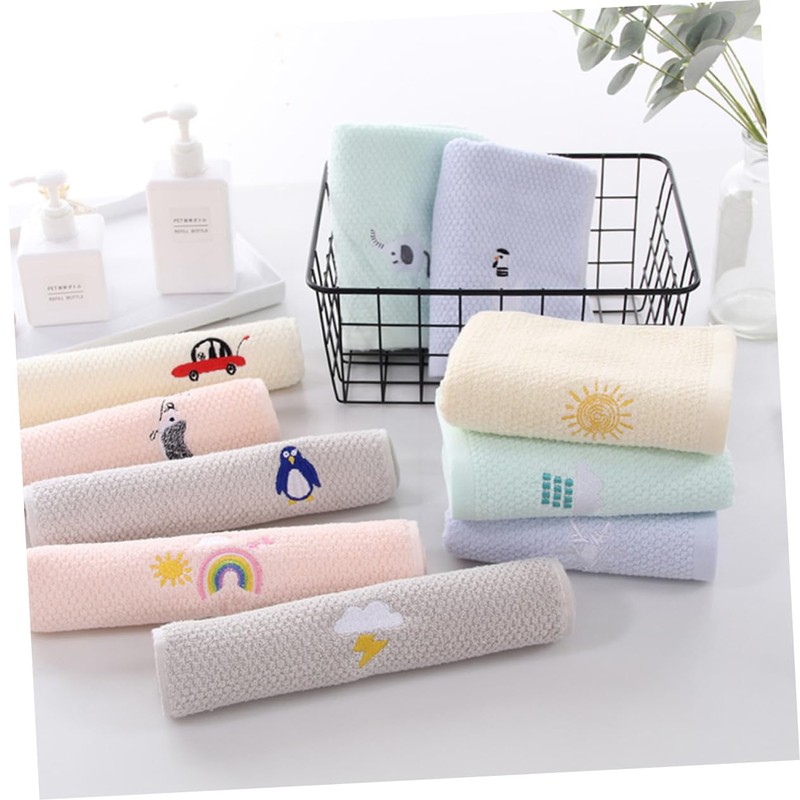 Baluue 5pcs Cotton Face Washing Towels Soft Absorbent Boy Girl