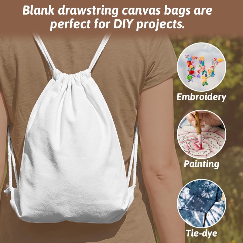 KALIONE Cotton Canvas Drawstring Backpack Bag, 1Pack Cotton Drawstring Bags,