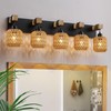 5 Light Bathroom Vanity Light Fixtures, Rustic Style Wood Bathroom