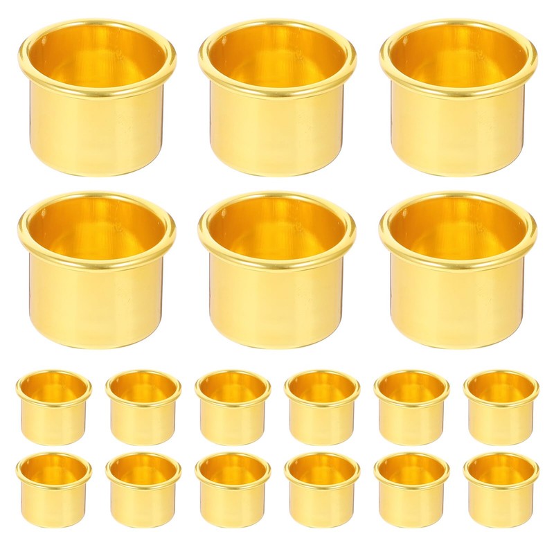 30Pcs Gold Aluminum Candle Holders Bulk Metal Cup Insert for